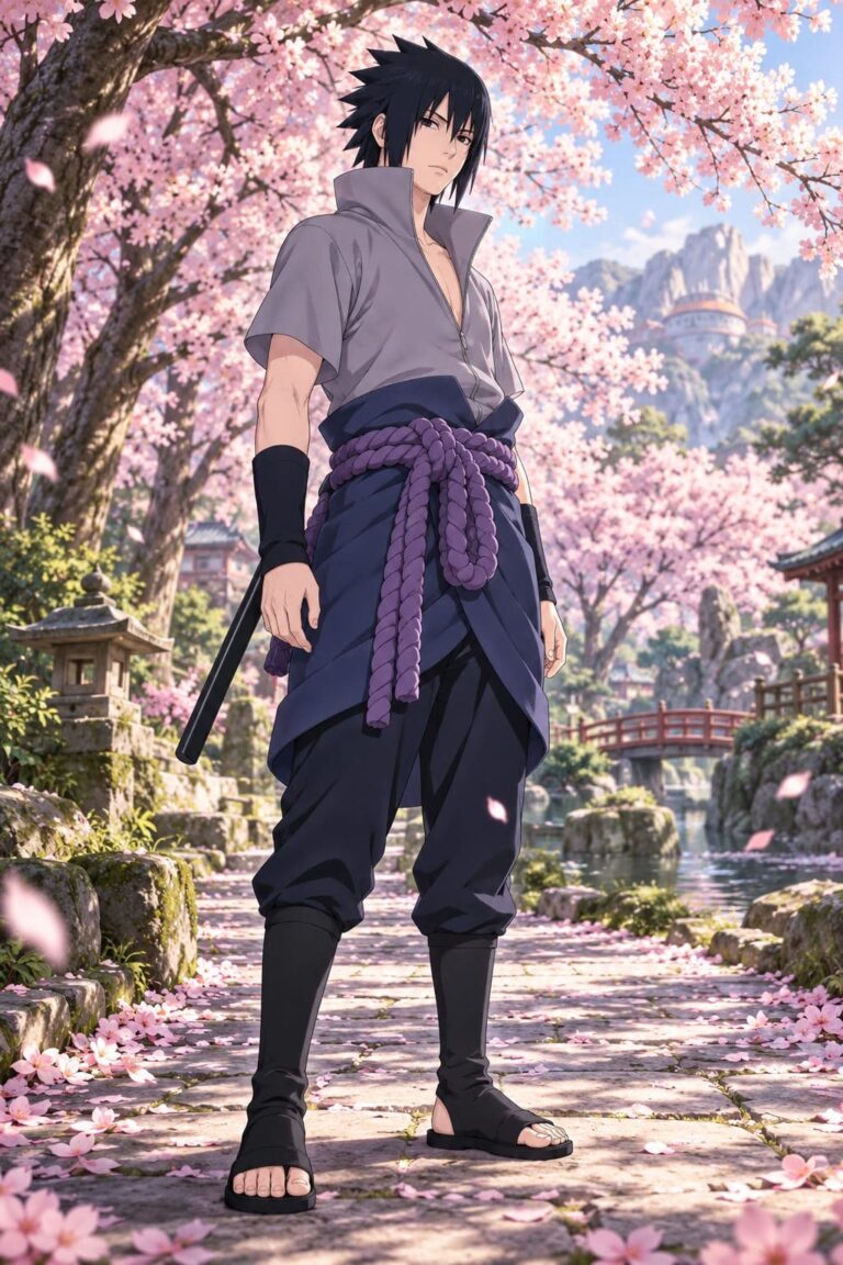 Fondo de pantalla sasuke cerezos primavera