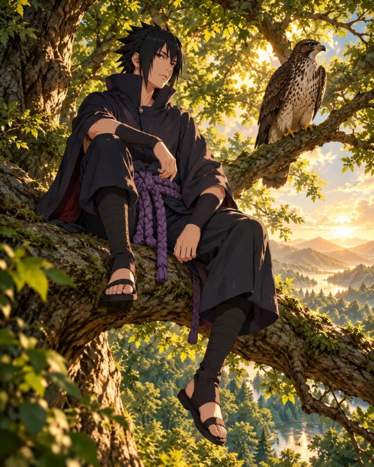 Fondo de pantalla sasuke halcon bosque