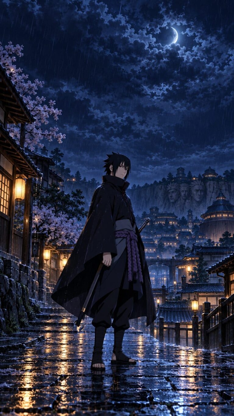 Fondo de pantalla sasuke lluvia nocturna
