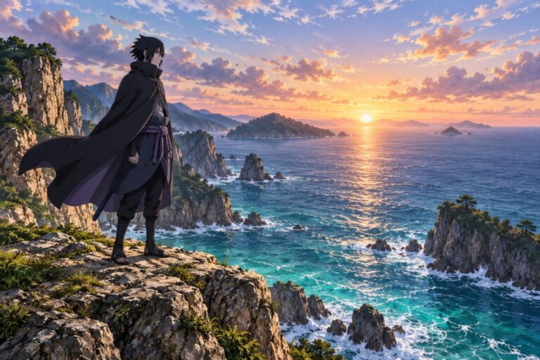 Fondo de pantalla sasuke mar amanecer