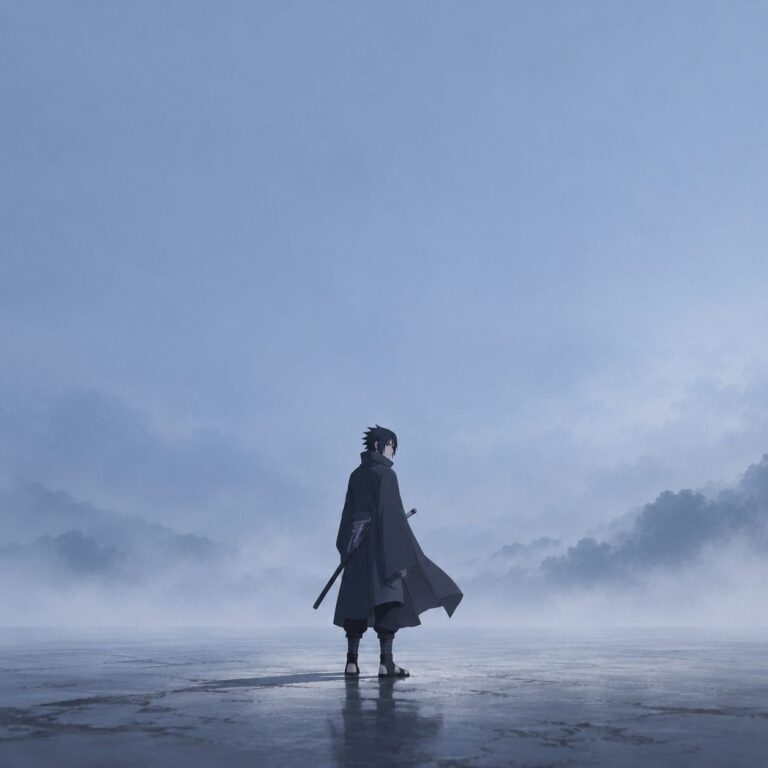 Fondo de pantalla sasuke minimalista azul gris