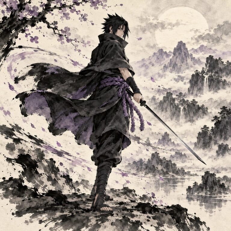 Fondo de pantalla sasuke tinta espada
