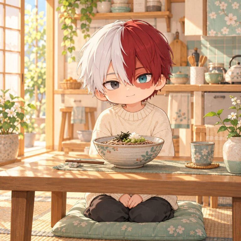 Fondo de pantalla todoroki chibi con soba