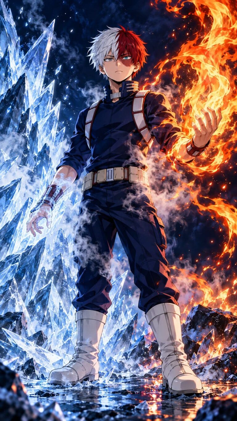 Fondo de pantalla todoroki hielo y fuego