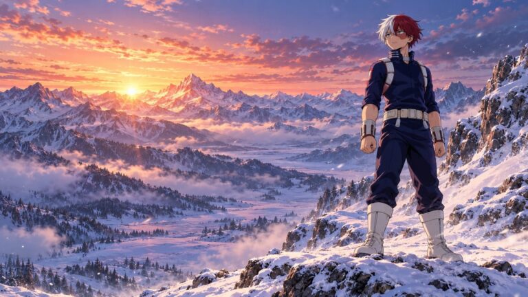 Fondo de pantalla todoroki montanas al amanecer