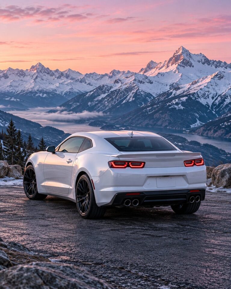 Fondo pantalla camaro blanco montanas