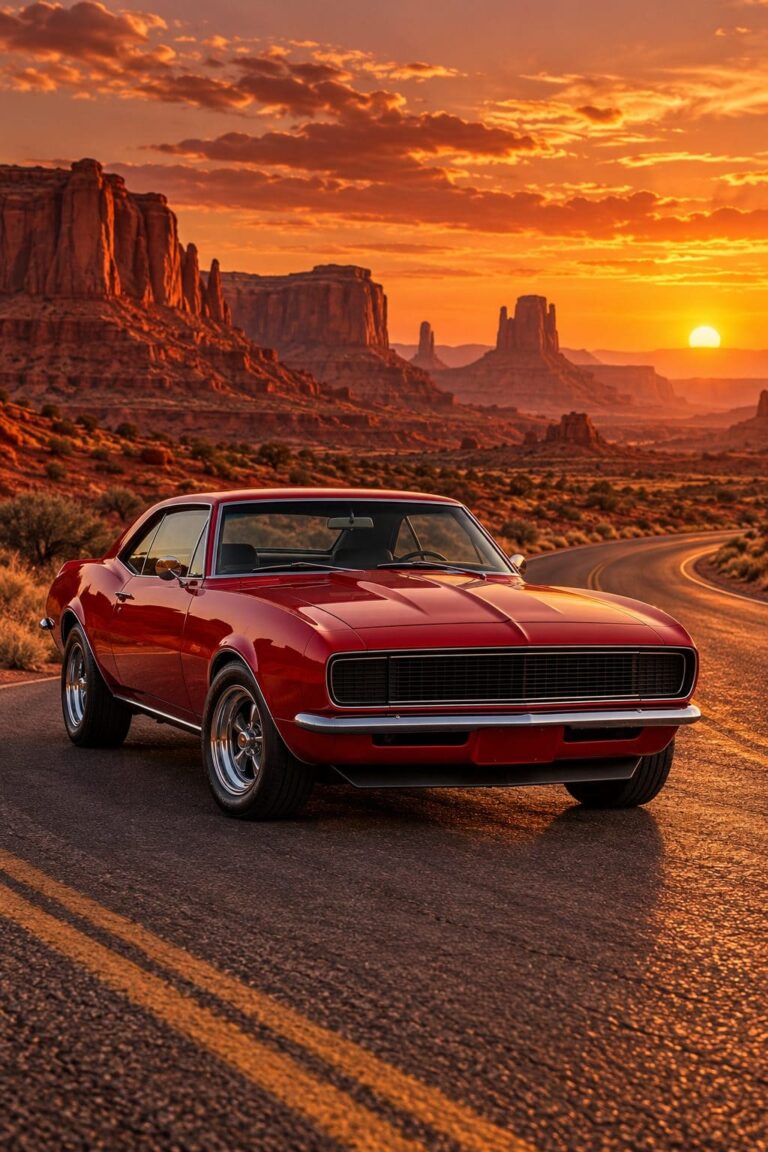 Fondo pantalla camaro clasico rojo desierto