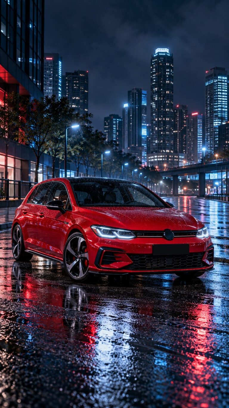 Fondo pantalla volkswagen golf gti noche lluviosa