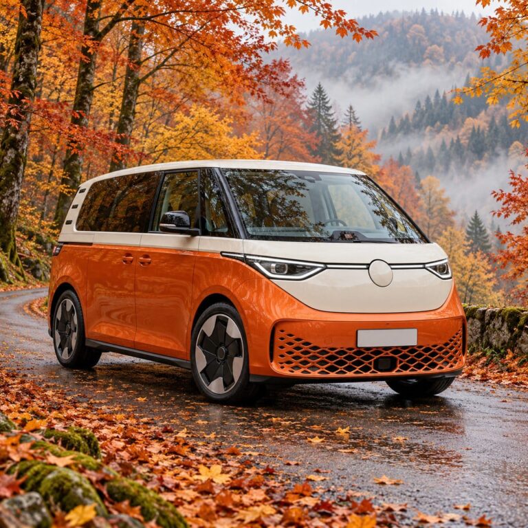 Fondo pantalla volkswagen id buzz bosque otonal