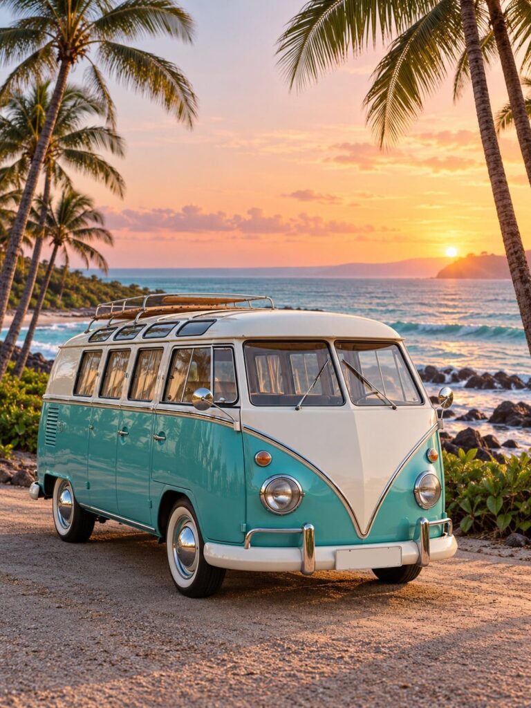 Fondo pantalla volkswagen t1 costa palmeras