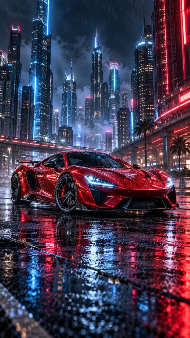 Fondos carros deportivo rojo lluvia