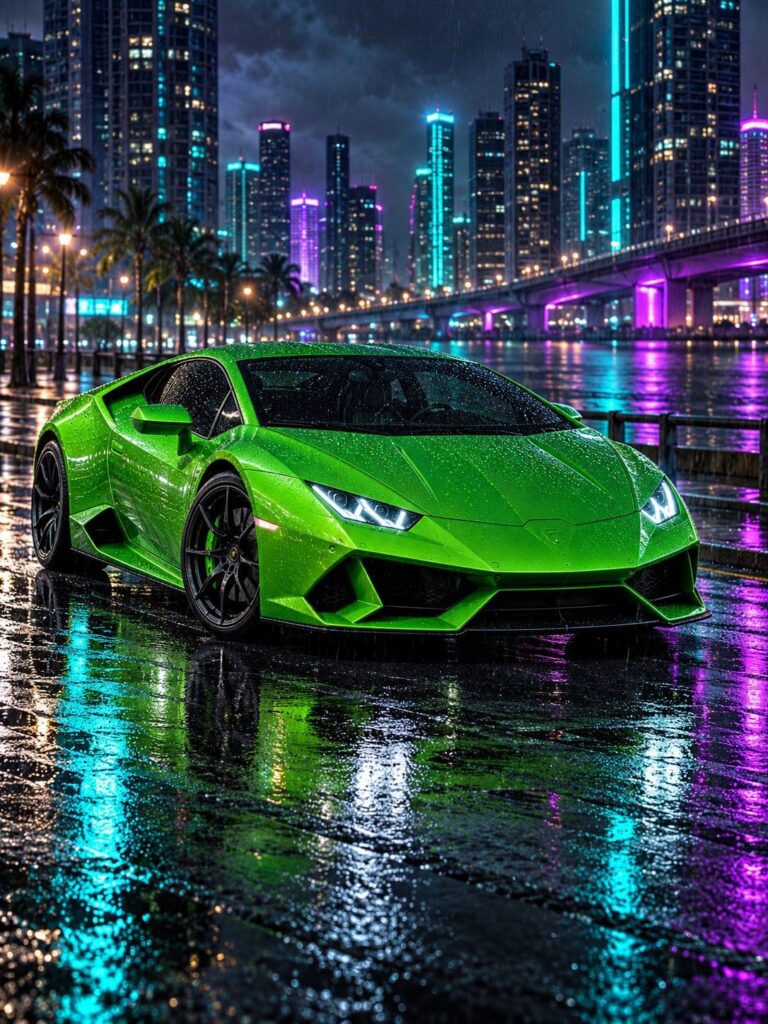 Fondos de lamborghini huracan verde lluvia