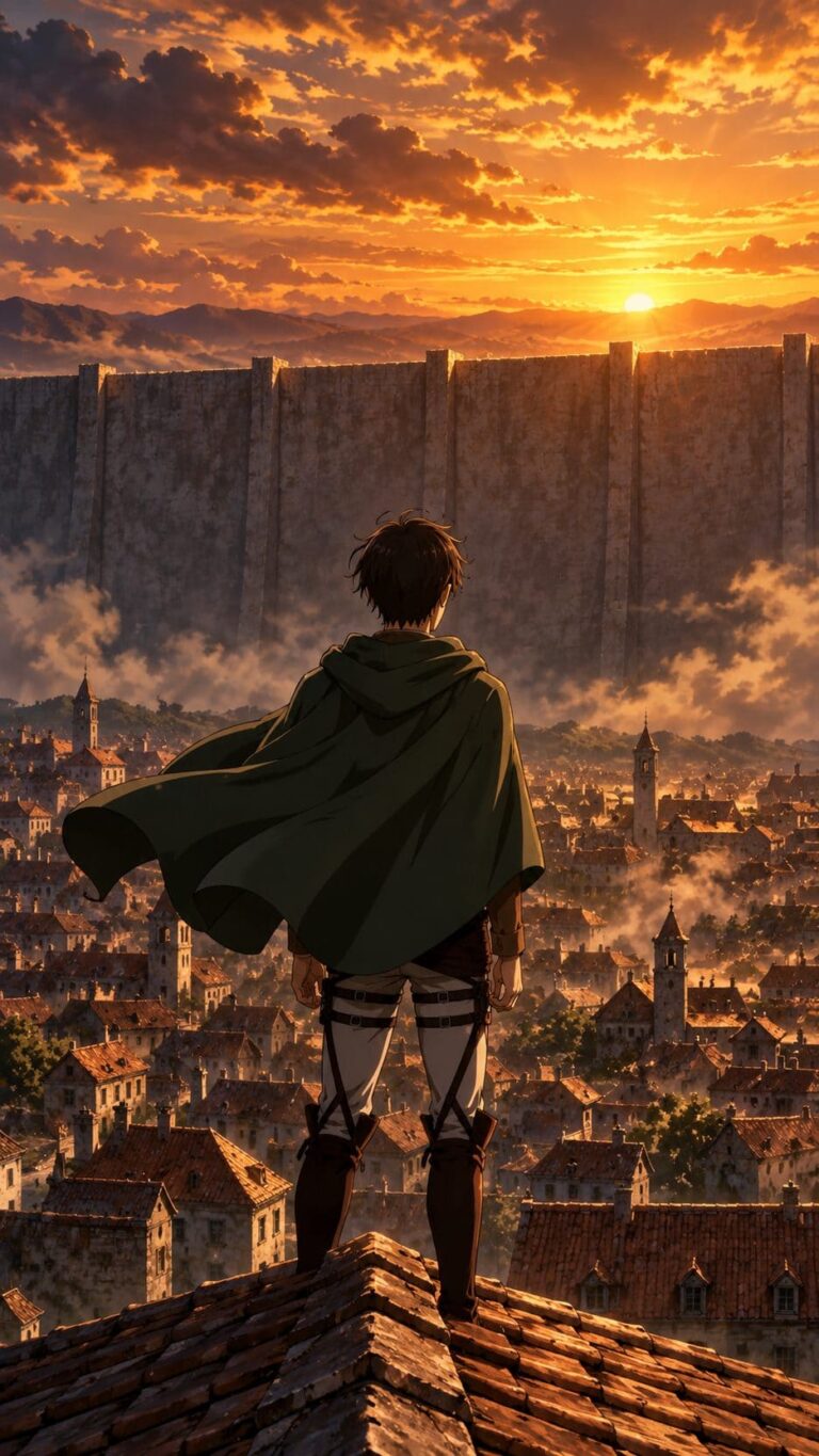 Fondos de pantalla attack on titan eren muralla atardecer