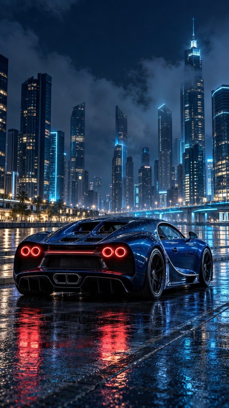 Fondos de pantalla bugatti azul ciudad nocturna