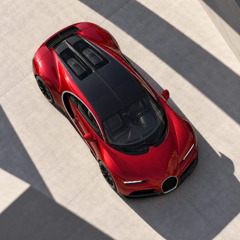 Fondos de pantalla bugatti chiron rojo vista cenital