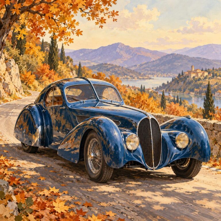 Fondos de pantalla bugatti type 57 otono ilustrado