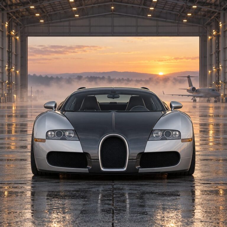 Fondos de pantalla bugatti veyron hangar al amanecer