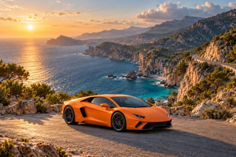 Fondos de pantalla carros deportivos naranja acantilados