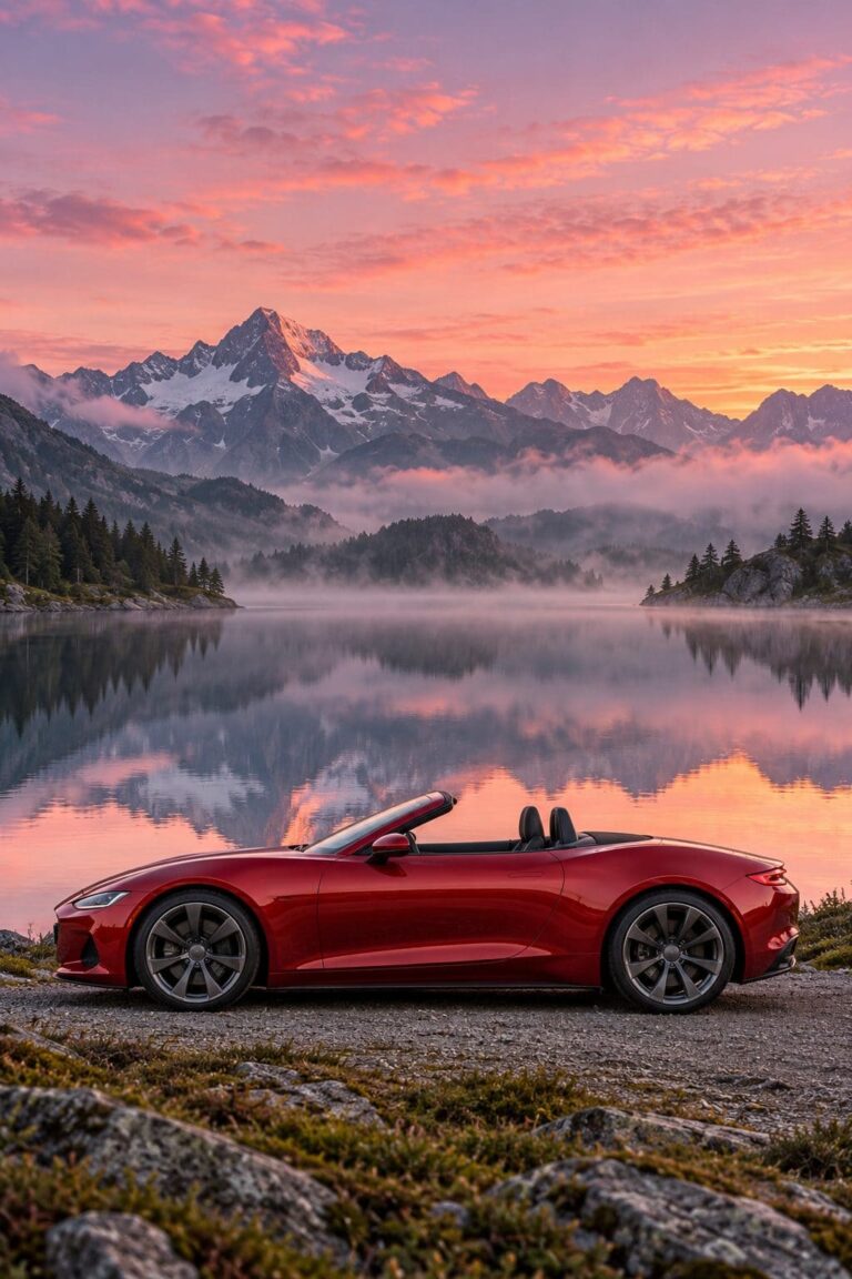 Fondos de pantalla carros deportivos roadster rojo lago