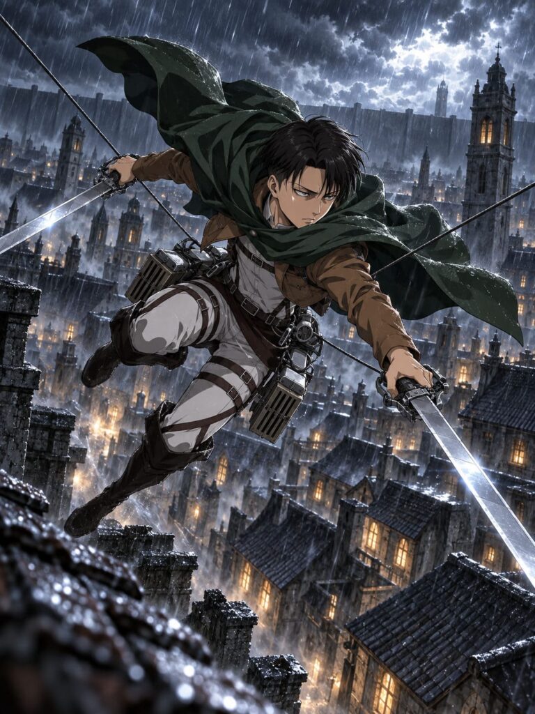 Fondos de pantalla de attack on titan levi tejados