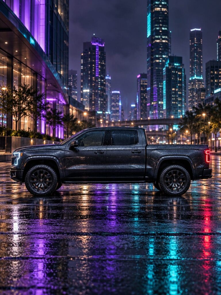 Fondos de pantalla de camionetas ciudad bajo la lluvia