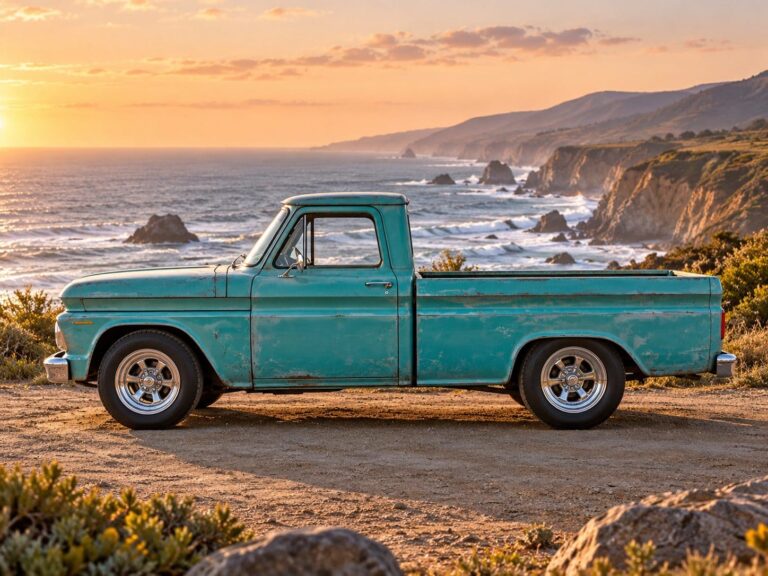 Fondos de pantalla de camionetas clasica junto al mar