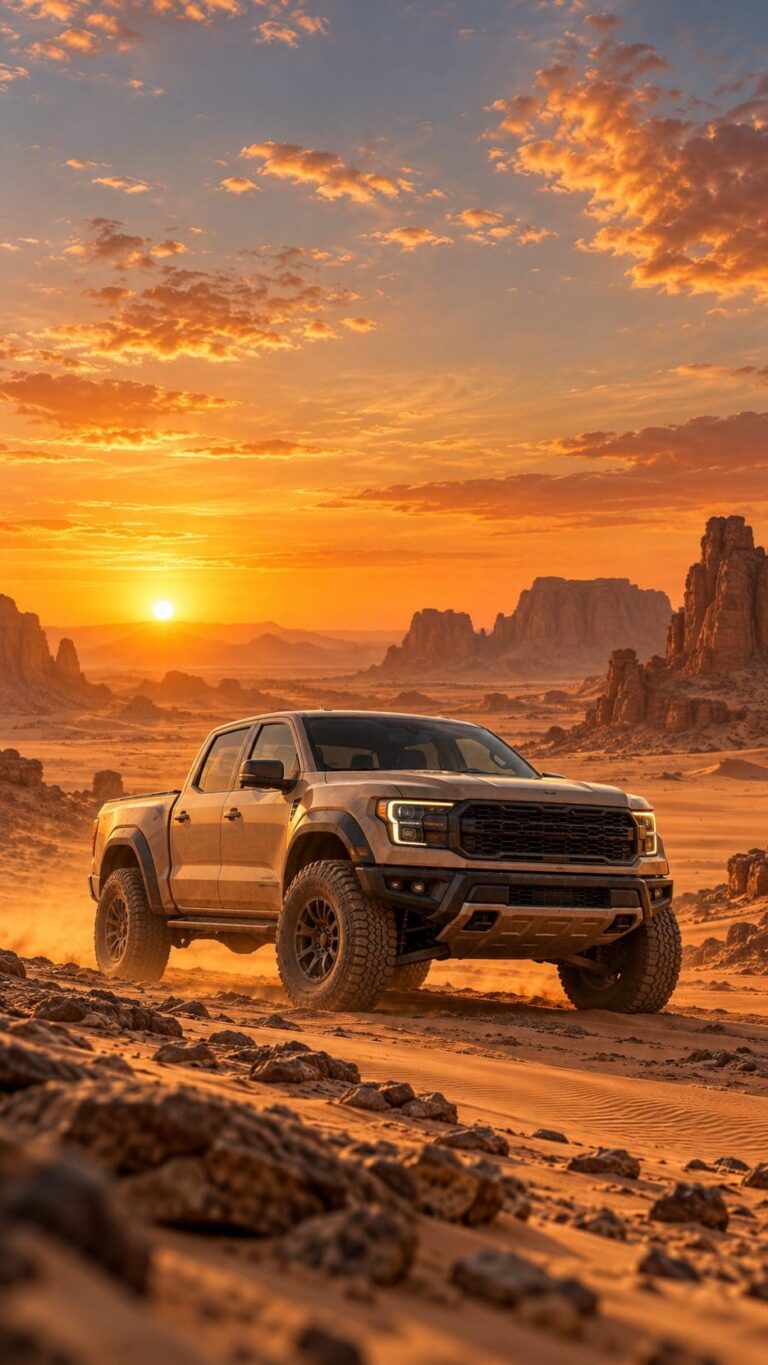 Fondos de pantalla de camionetas desierto al atardecer
