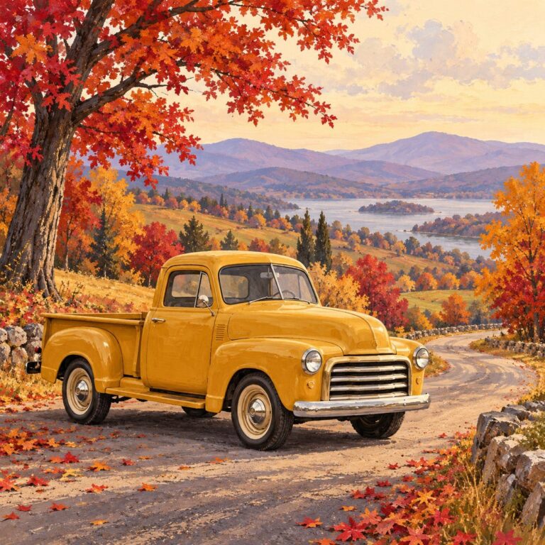 Fondos de pantalla de camionetas retro en otono