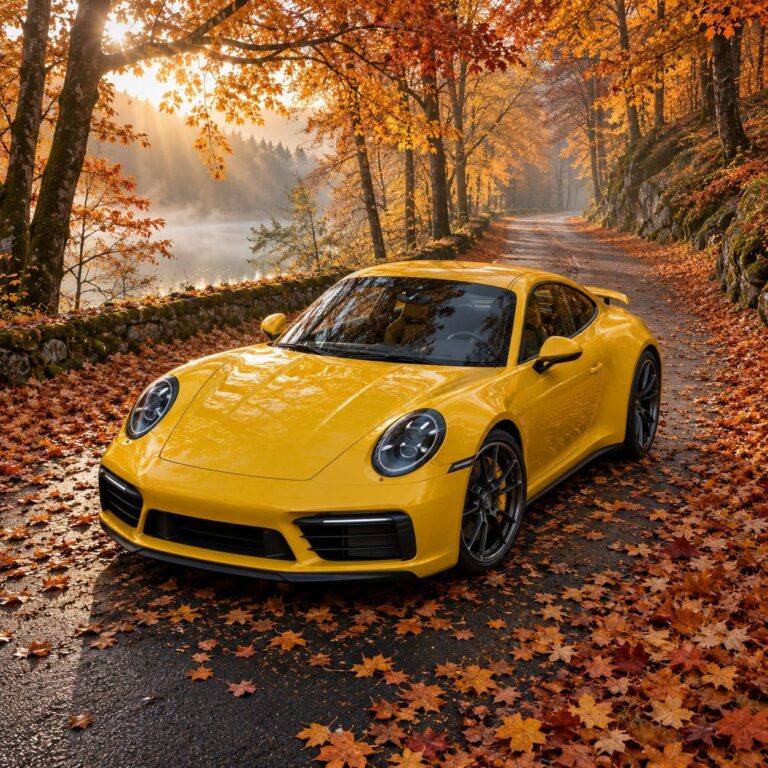Fondos de pantalla de carros deportivo amarillo otono