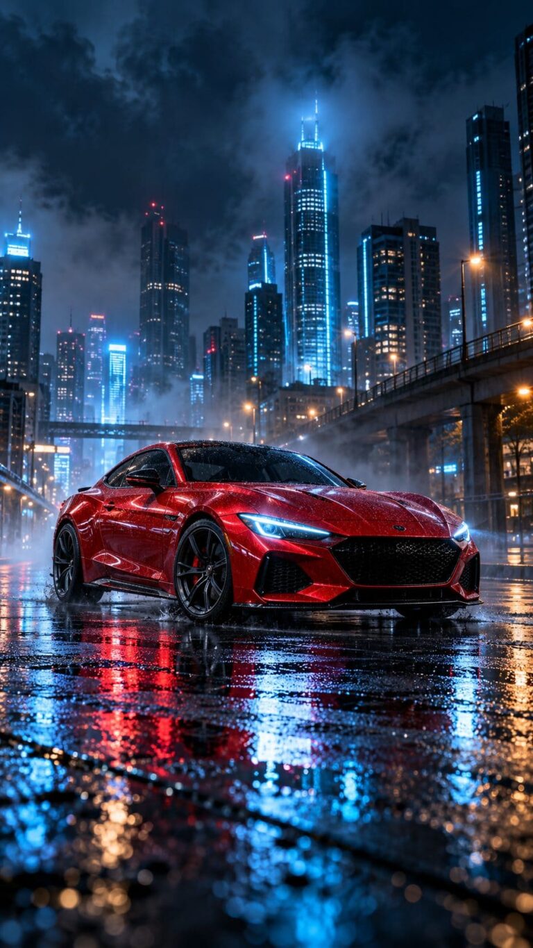 Fondos de pantalla de carros deportivo rojo lluvia