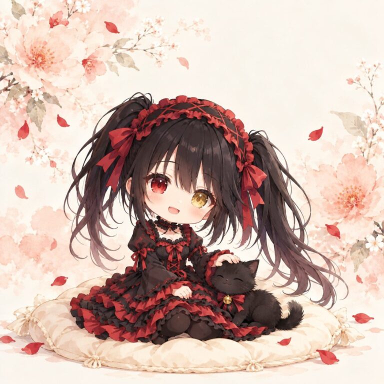 Fondos de pantalla de kurumi chibi con gato