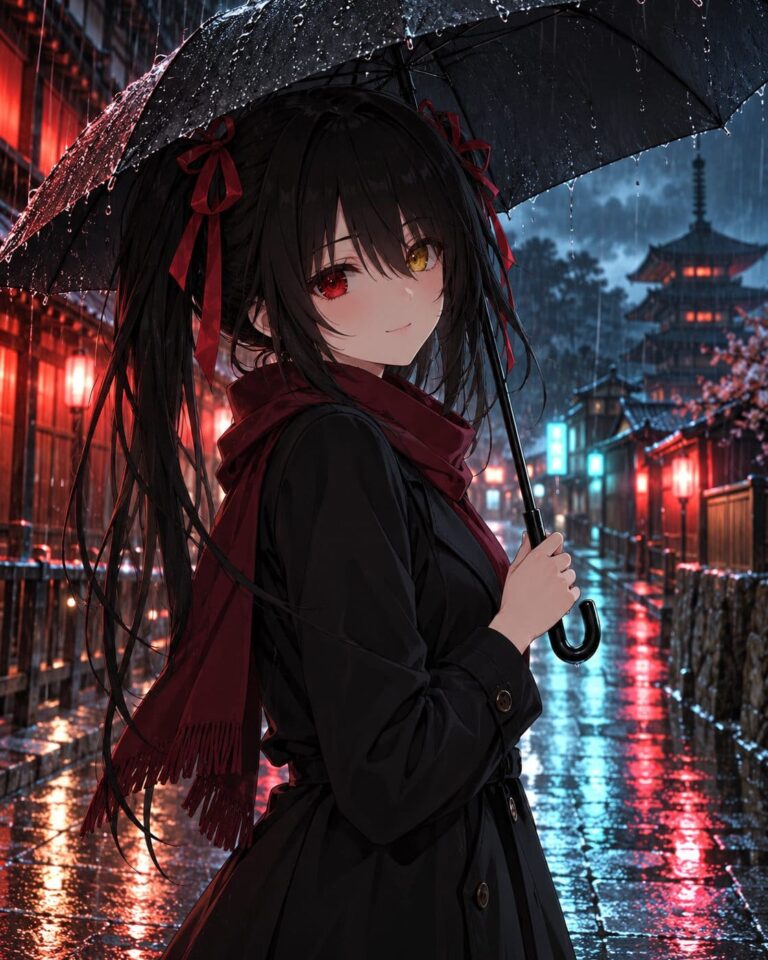 Fondos de pantalla de kurumi noche de lluvia