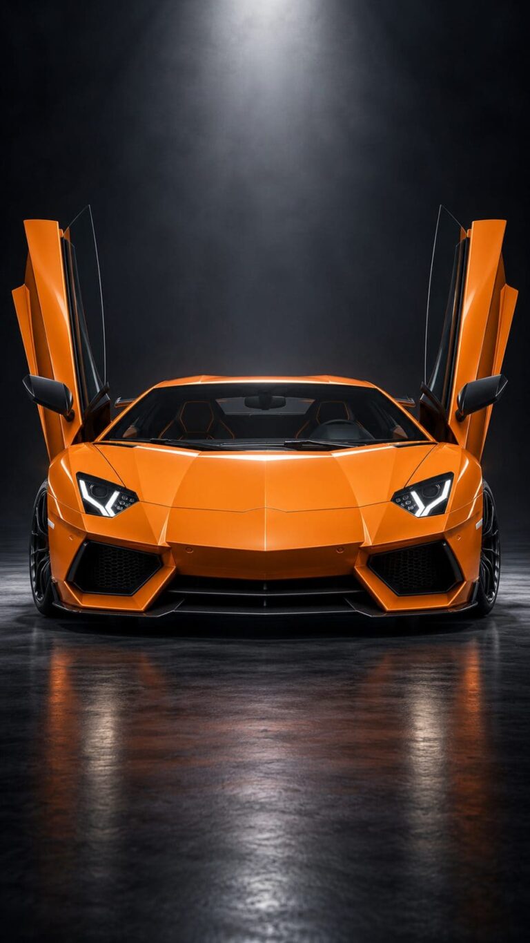Fondos de pantalla de lamborghini aventador naranja puertas abiertas
