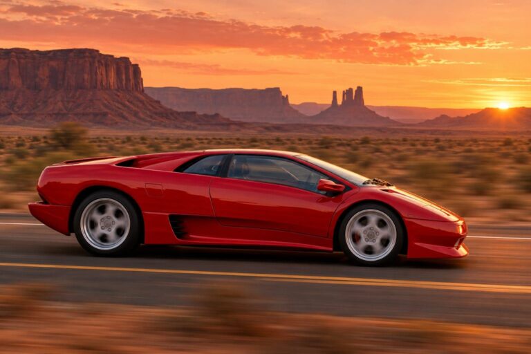 Fondos de pantalla de lamborghini diablo rojo desierto