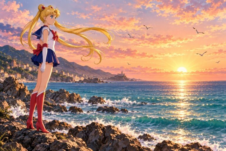 Fondos de pantalla de sailor moon amanecer junto al mar