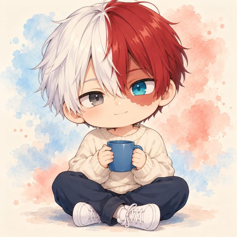 Fondos de pantalla de todoroki chibi con taza