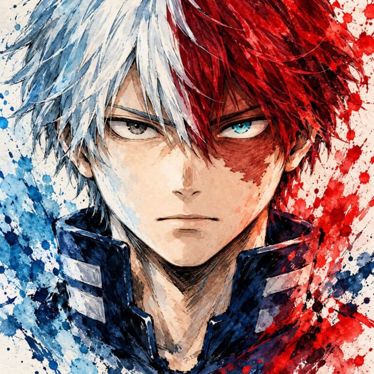 Fondos de pantalla de todoroki tinta y acuarela