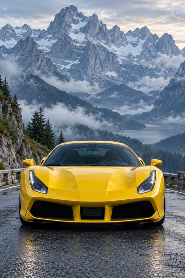 Fondos de pantalla ferrari 488 amarillo montanas