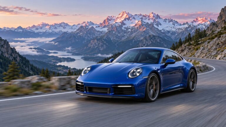 Fondos de pantalla porsche 911 azul carretera alpina
