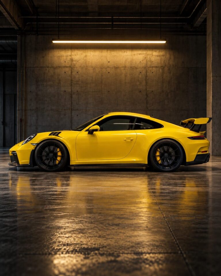 Fondos de pantalla porsche 911 gt3 amarillo garaje