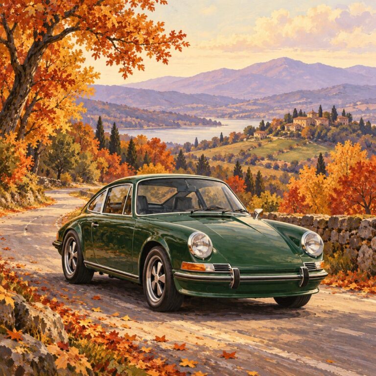 Fondos de pantalla porsche 911 retro otono ilustrado