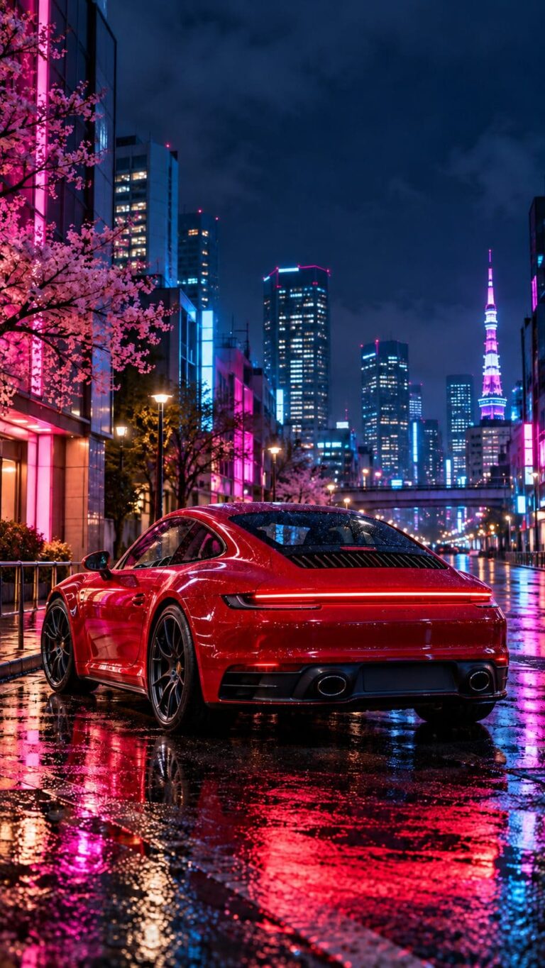 Fondos de pantalla porsche 911 rojo tokio nocturno