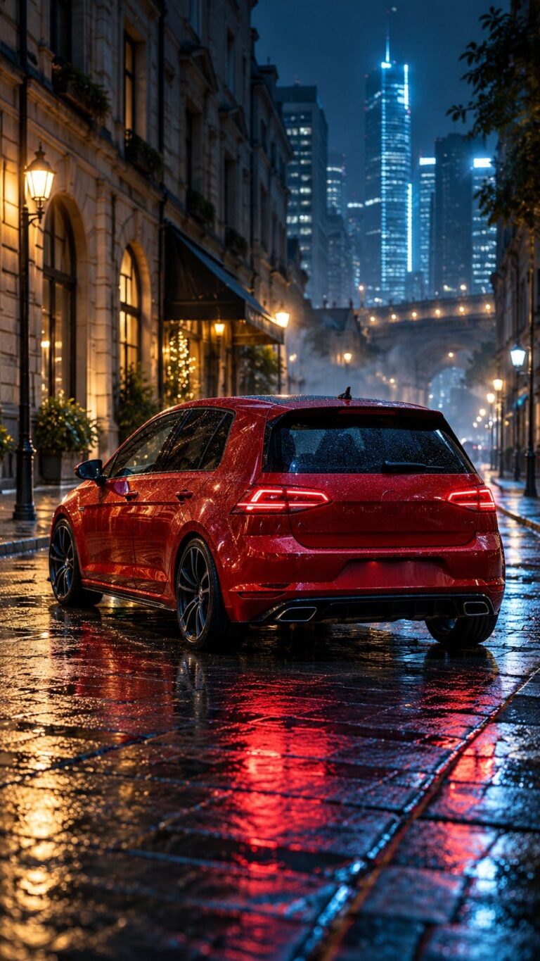 Fondos de pantalla volkswagen golf rojo lluvia