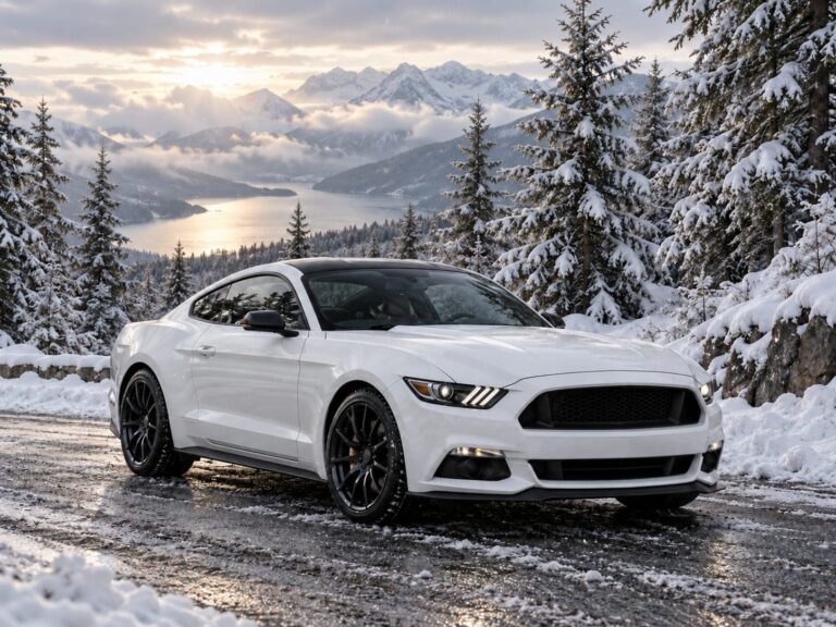 Mustang fondo de pantalla blanco bosque nevado