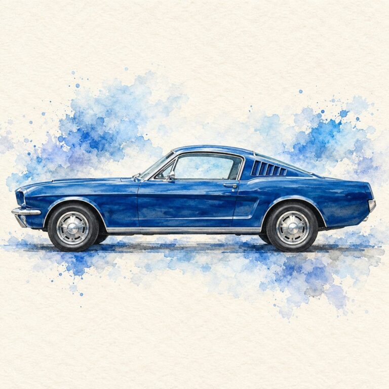 Mustang fondo de pantalla clasico azul acuarela
