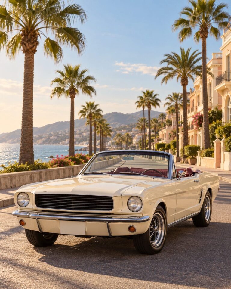 Mustang fondo de pantalla descapotable crema palmeras