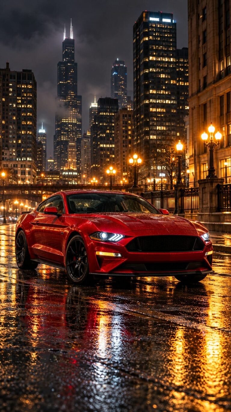 Mustang fondo de pantalla rojo lluvia