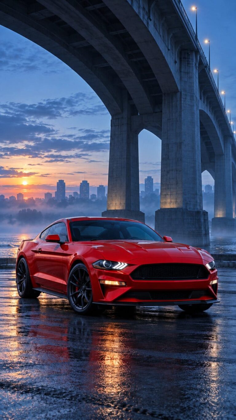 Mustang fondo de pantalla rojo puente