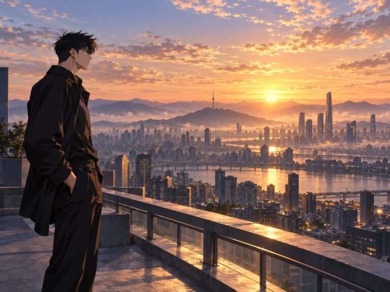 Solo leveling fondo de pantalla ciudad al amanecer