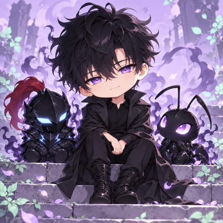Solo leveling fondo de pantalla jinwoo chibi con sombras